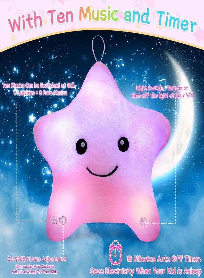Subao Sensory Toys for Kids,14" Toddler Pillow With Light & Music,Twinkle Plush Star Night Light Cushion Autism Sensory Toys for Toddlers Age 3 4 5 6 7 8 9 10,Birthday Xmas Easter Gifts for Girls Pink - Image 2
